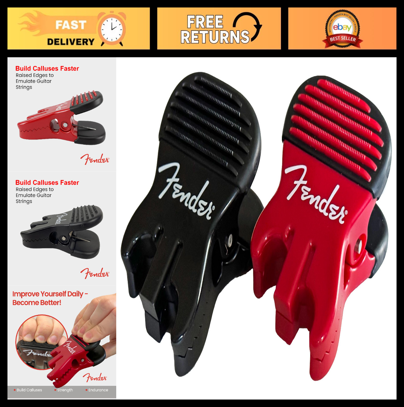 Callus Builder & Finger Strengthener - Resistance Finger Exerciser for Guitar, B