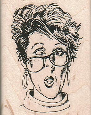 Topsy Glasses 2 x 2 1/2" Rubber Stamp, Lady Stamp, Woman Stamp