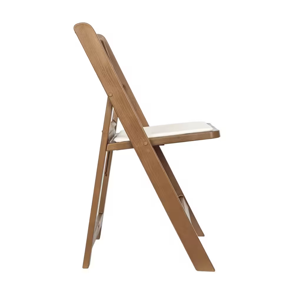 Hercules Chestnut Indoor/Outdoor Vinyl Seat Lightweight Wood Look Resin Dining C
