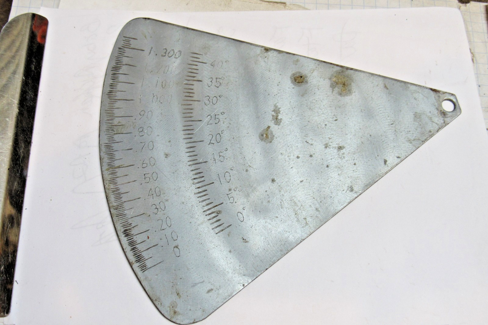 0-45 Degree Fan Shaped Gauge 0-1.300 Measurement