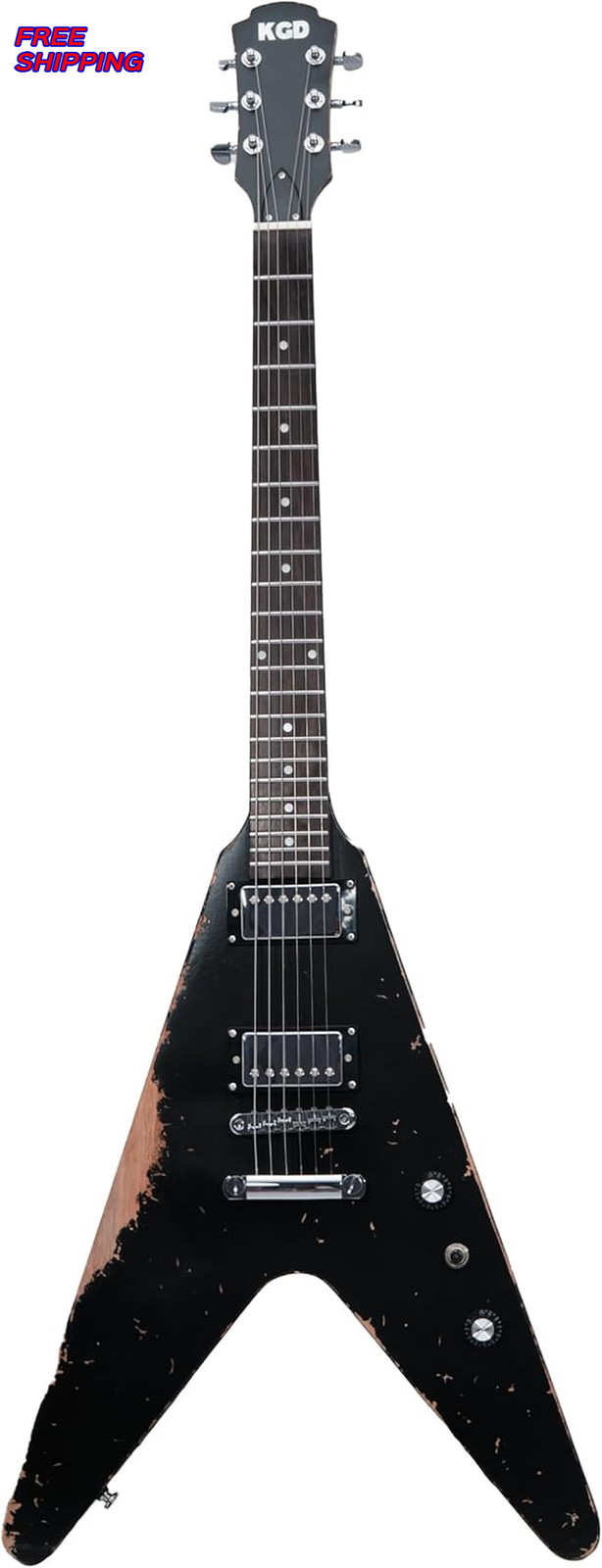 KGD Relic V Electric Guitar Mahogany Body and Neck Rosewood Fingerboard Bone NEW