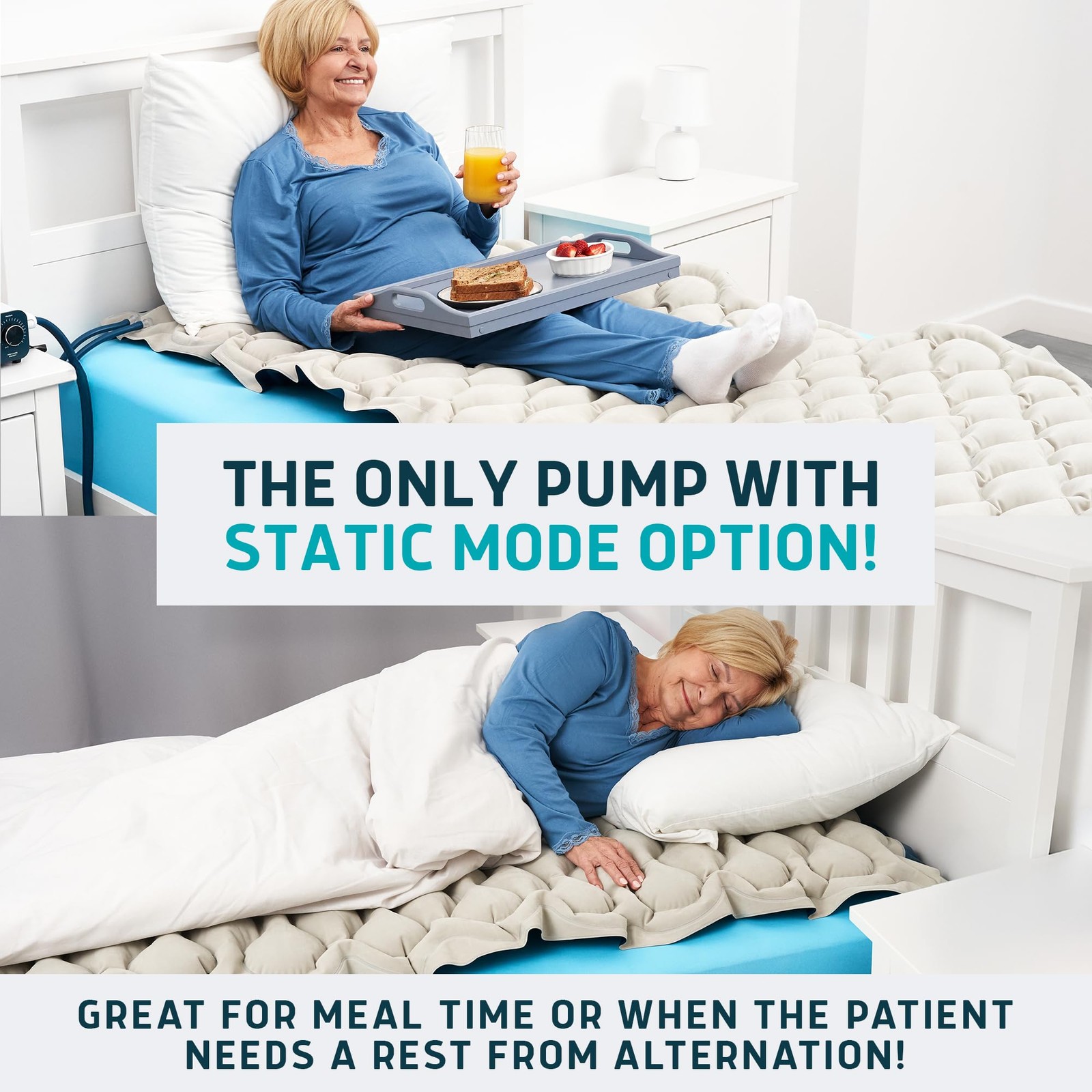 Alternating Air Pressure Mattress Pad with Static Mode & Flocking Add-on - Co...