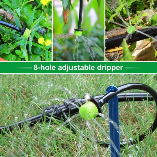 200Pcs Adjustable Irrigation Drippers, 1/4 Inch Barbed Drip Emitter 360 Degree