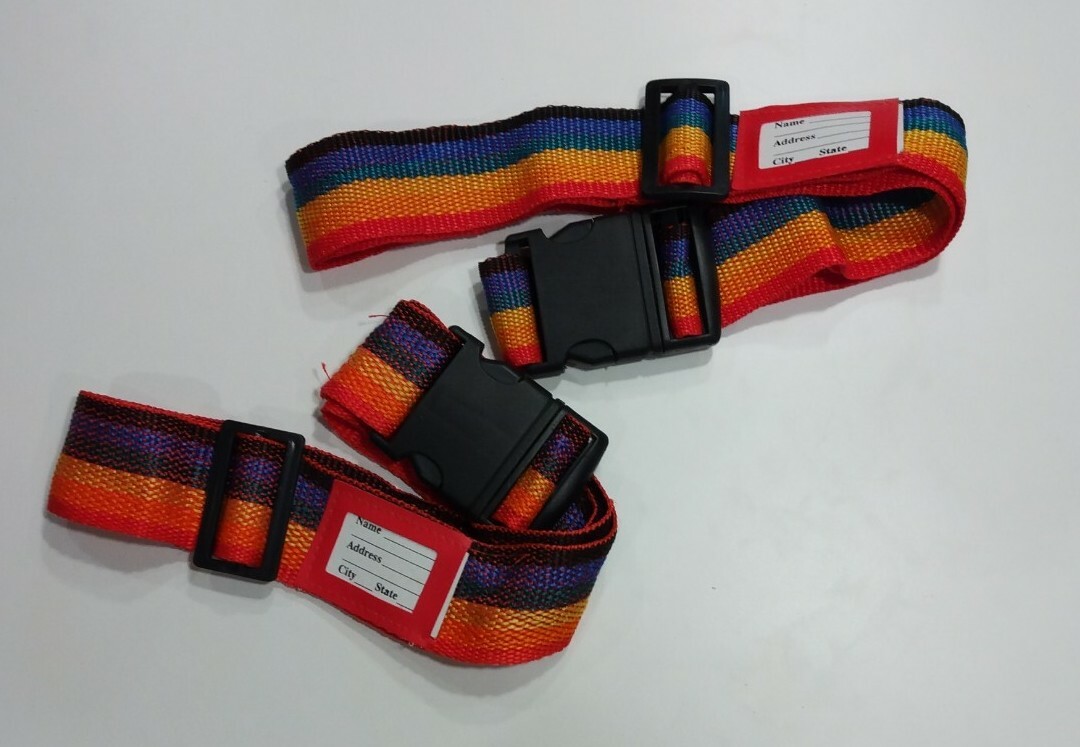 Lot of 2  Rainbow Straps for Luggage Bag or Carry-on w/Address Cards