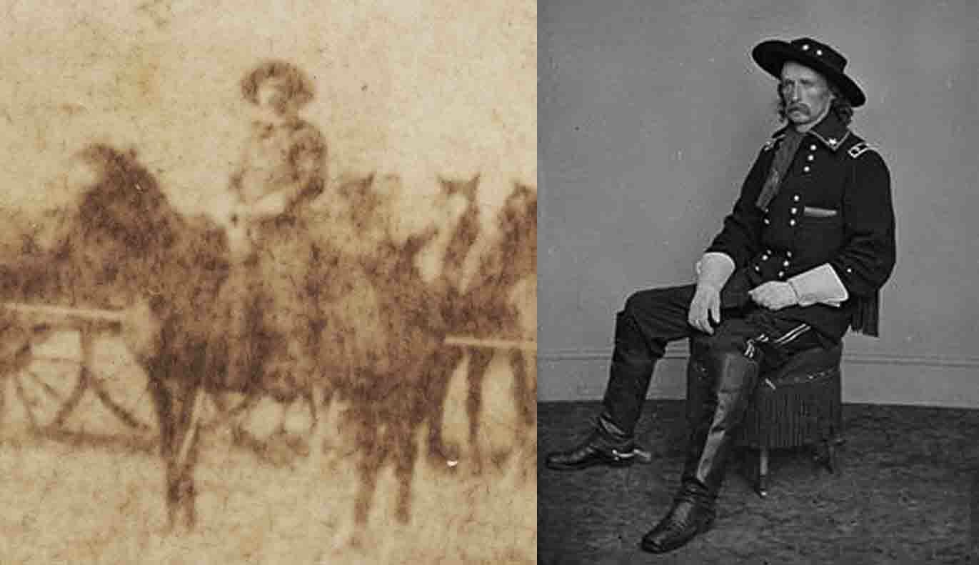 c1871 BOUDIOR Abumen Photo of Likely GEN'L GEORGE A CUSTER on Horse w/ Calvary
