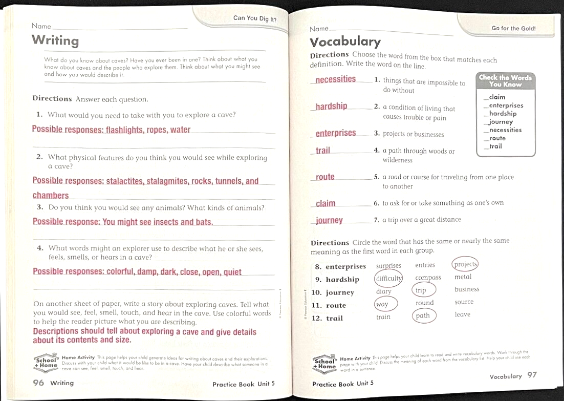 5th - My Sidewalks on Reading Street - PRACTICE BOOK (Level E) - TEACHER EDITION