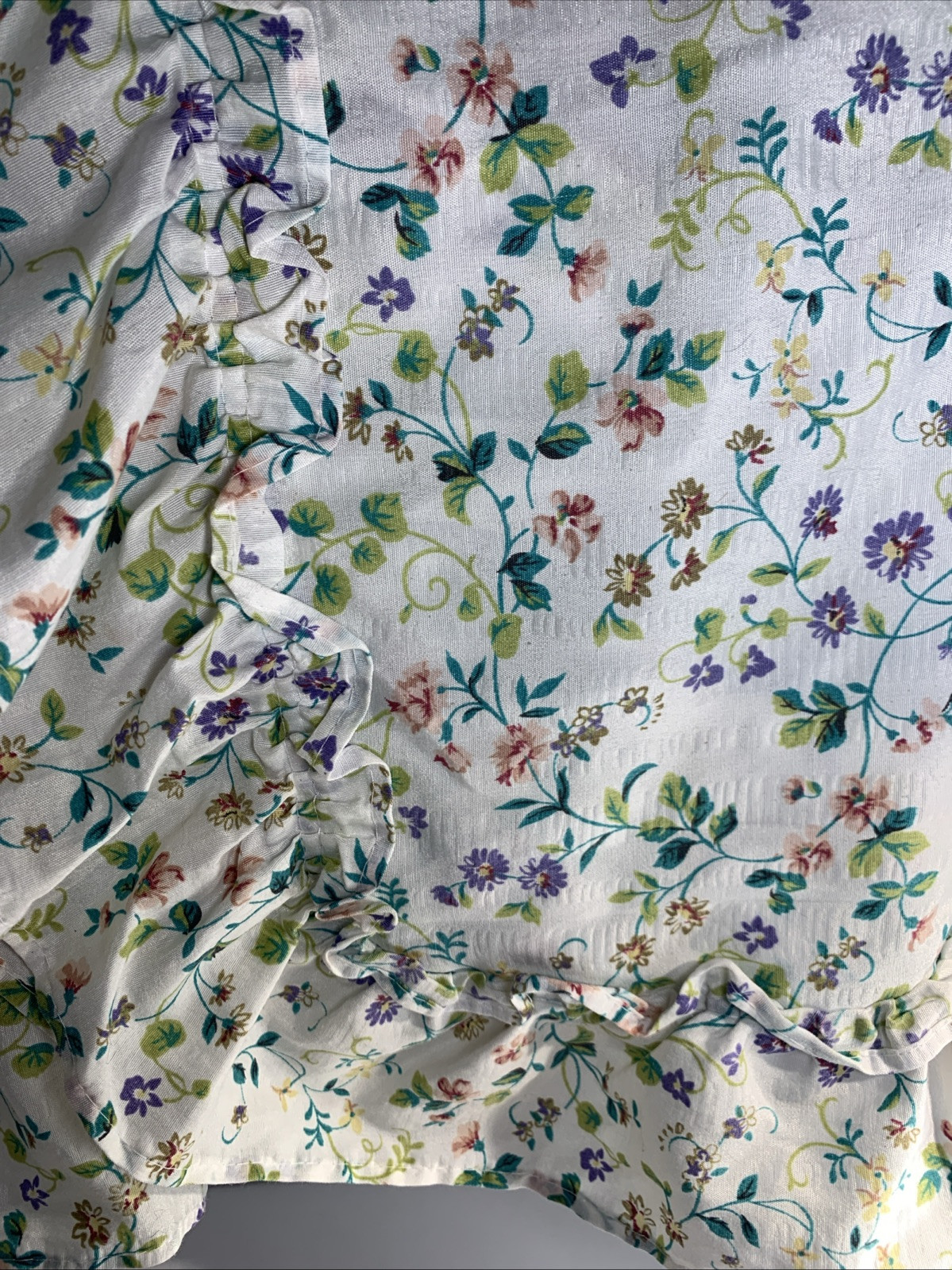 Vtg Petit Florals Ruffled Pillow Sham Set 2 English Country~Cottage for Standard