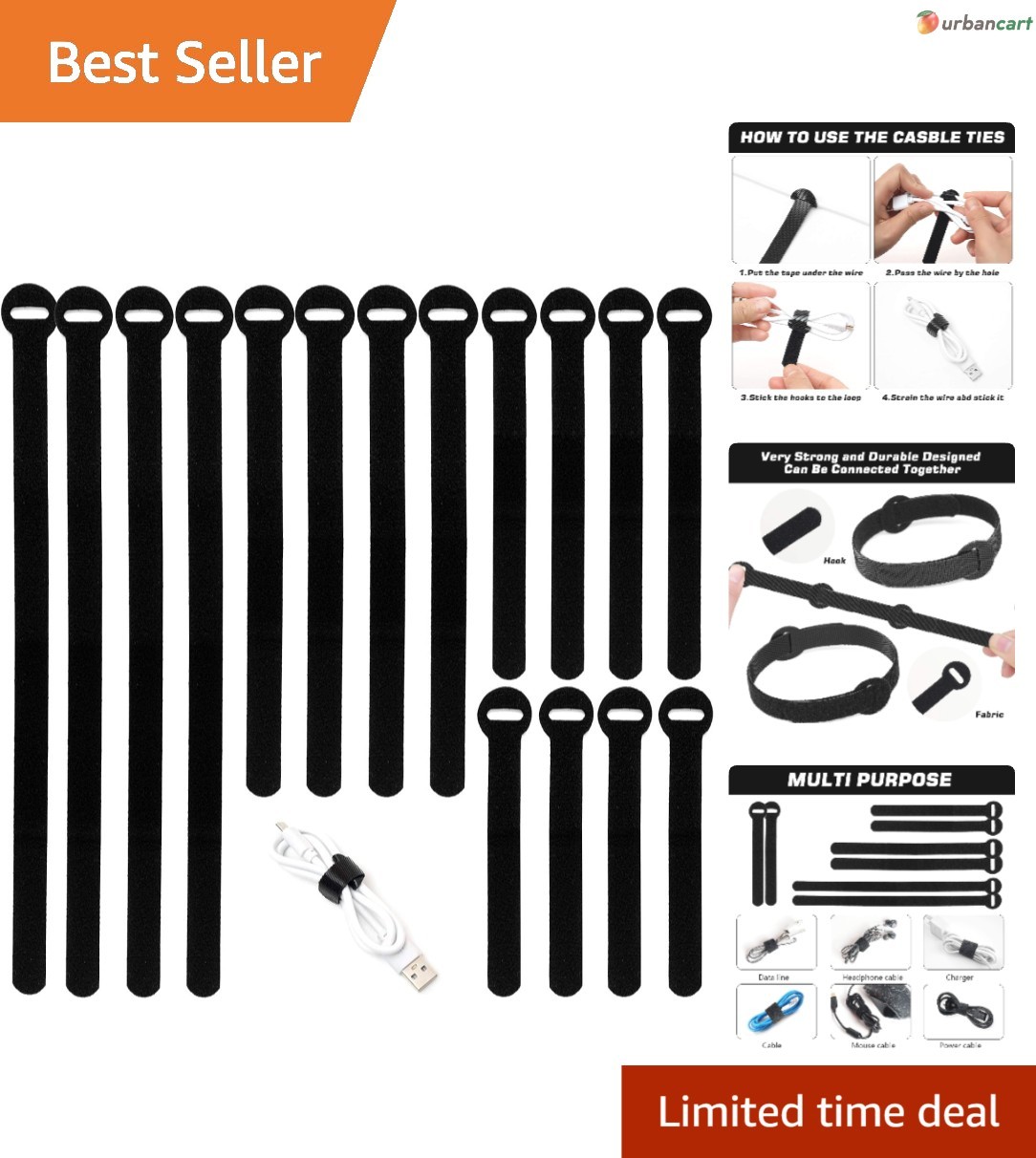 150PCS Multi-Size Reusable Cable Ties for Efficient Cable Management