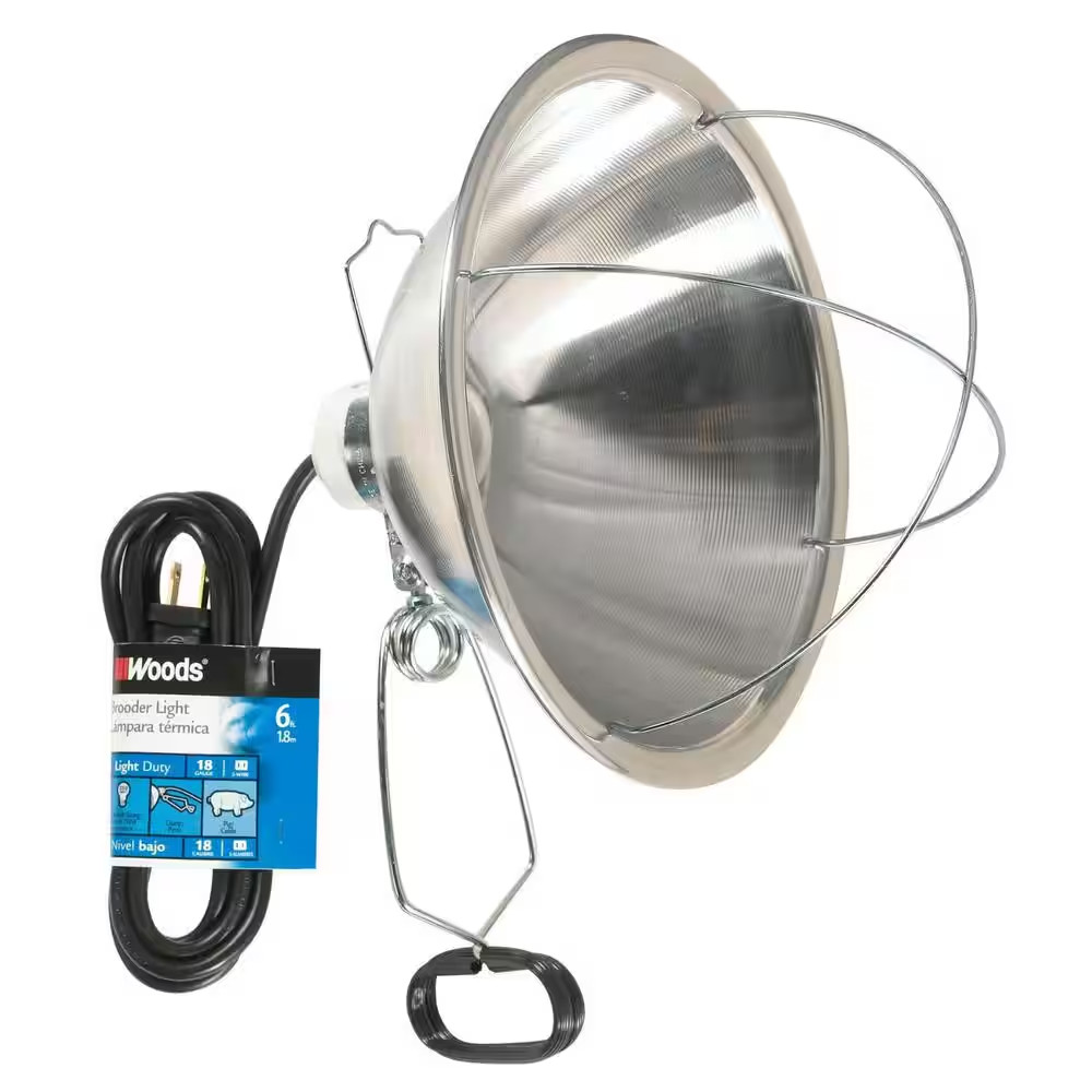 300-Watt 6 Ft. 18/2 SJTW Incandescent Brooder Clamp Work Light and Heat Lamp wit
