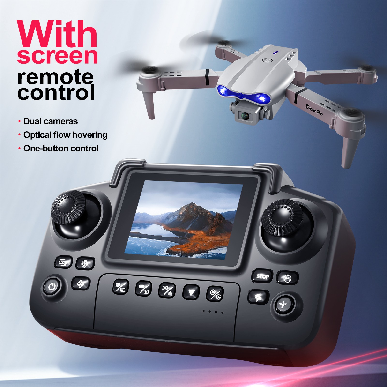 2026 Drone 4K HD Dual Camera WiFi FPV RC Foldable Quadcopter Remote With Screen