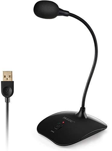 USB Computer Microphone w/Mute Button Plug&Play Condenser PS4 Mic LED Indicator
