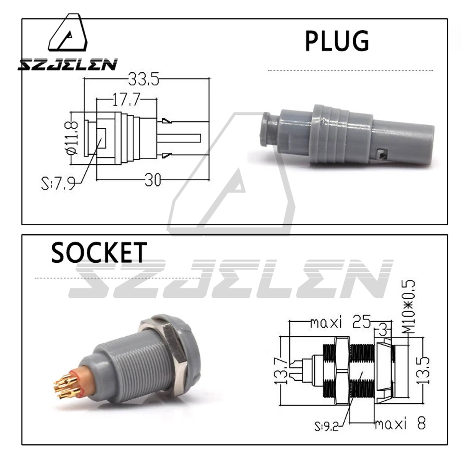 0P PAG 2 3 4 5Pin Circular Micro Connector Plug,Push Pull Plastic Connector