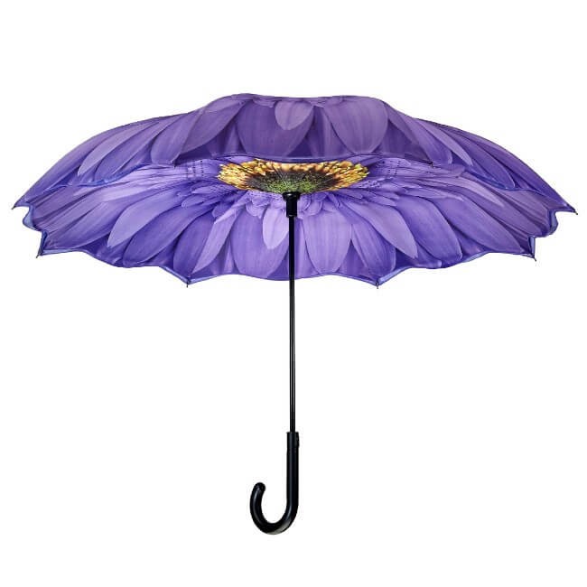 Galleria Women's Stick Umbrella, Reverse Close, Wisteria Daisy, Purple