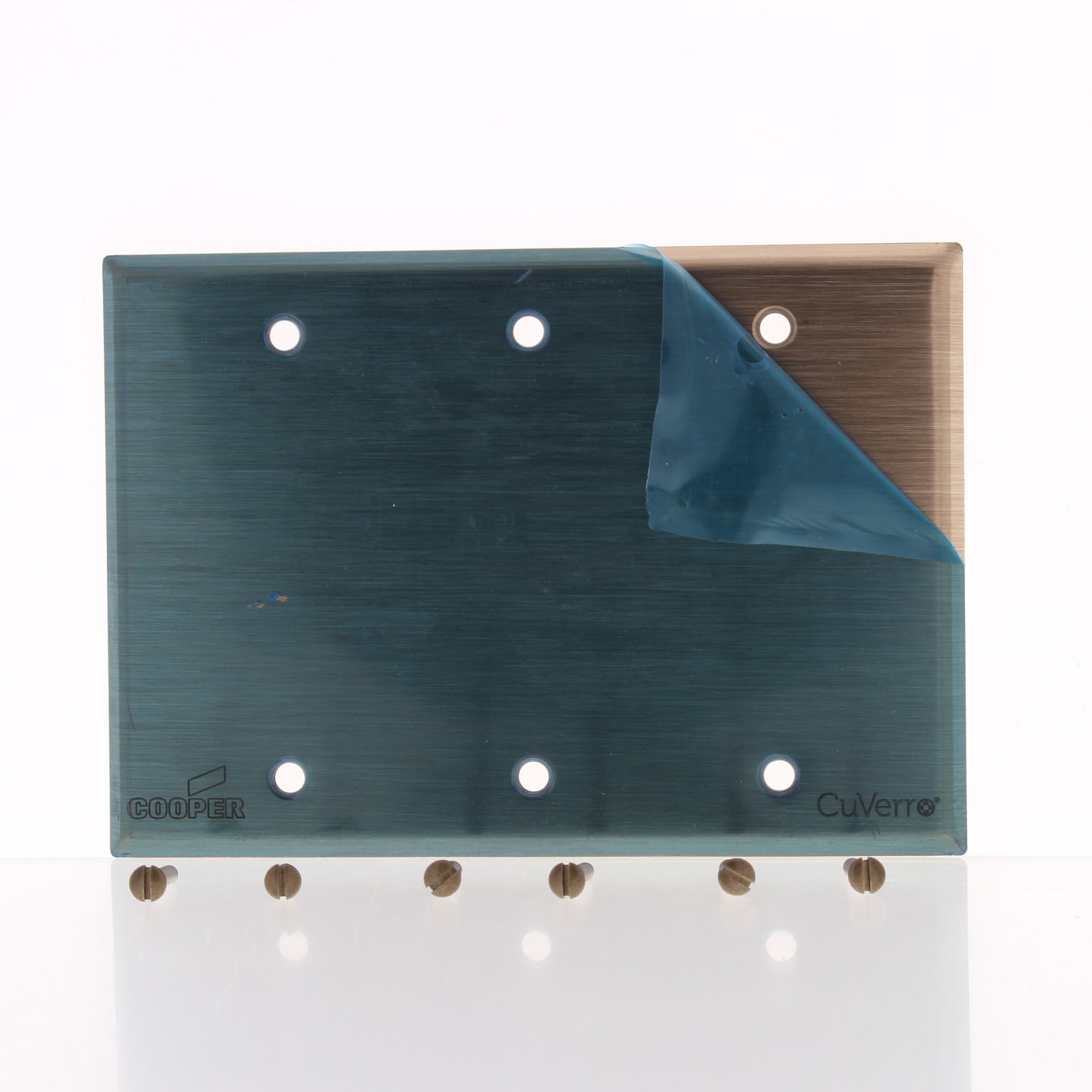 Cooper 93153CU Copper 3-Gang Blank CuVerro Antimicrobial Wallplate Box Mount