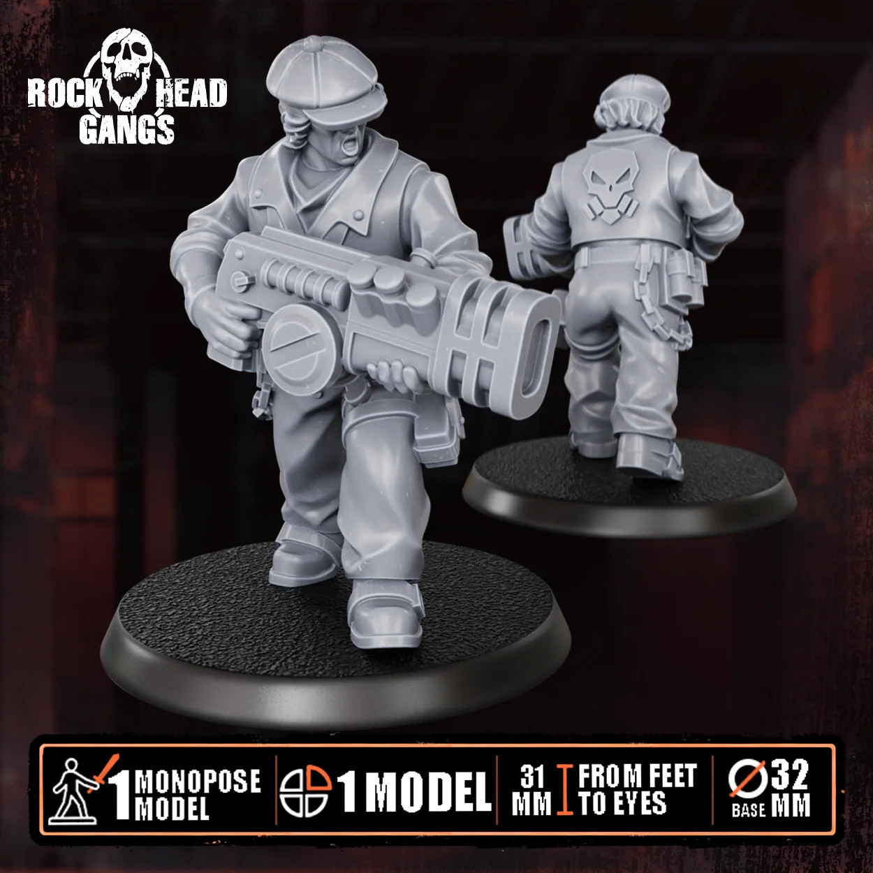 Rock'n'Rolla Gang Warrior - Resin Tabletop Miniature