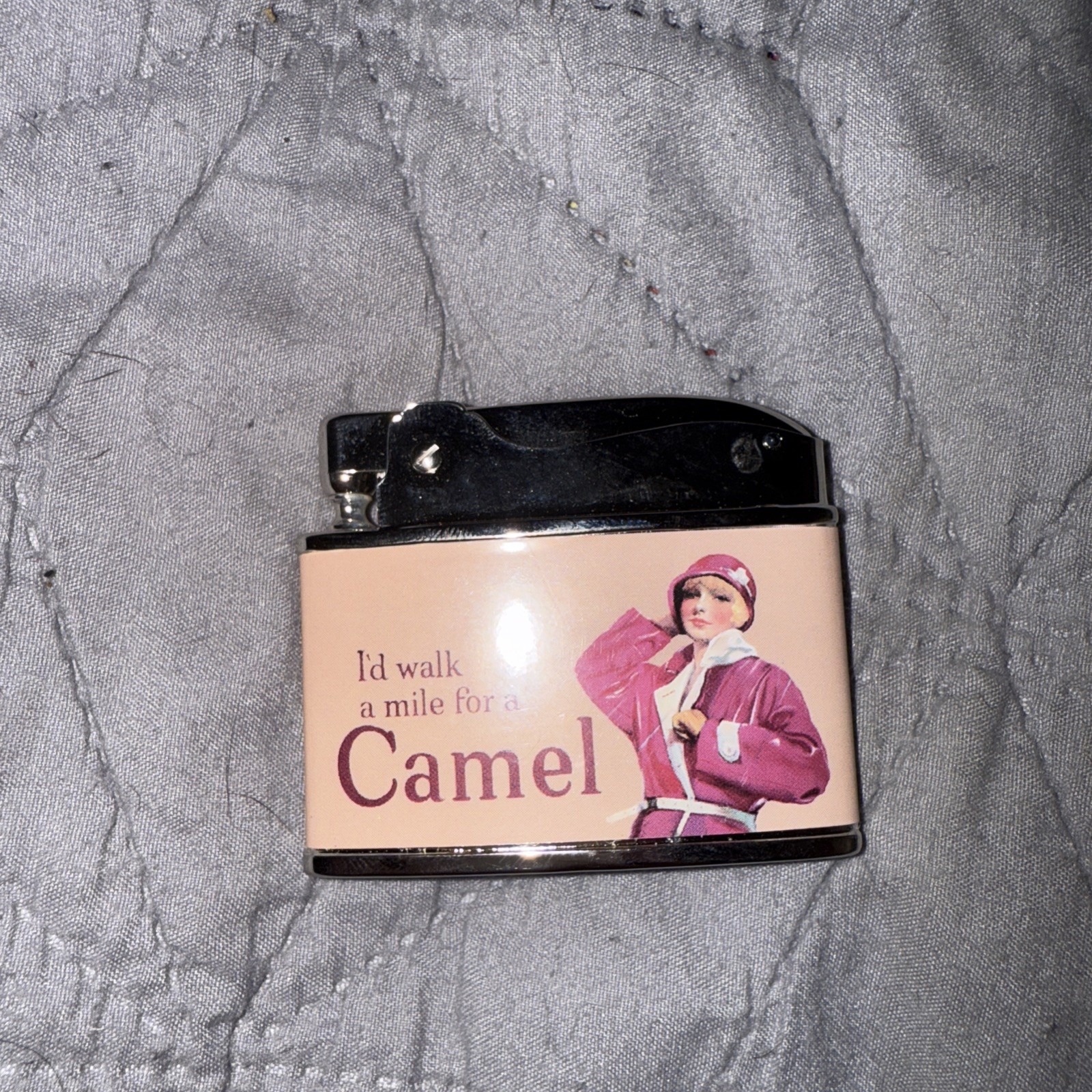 Vintage I'd Walk A Mile For A Camel Flip Top Lighter Made In Japan