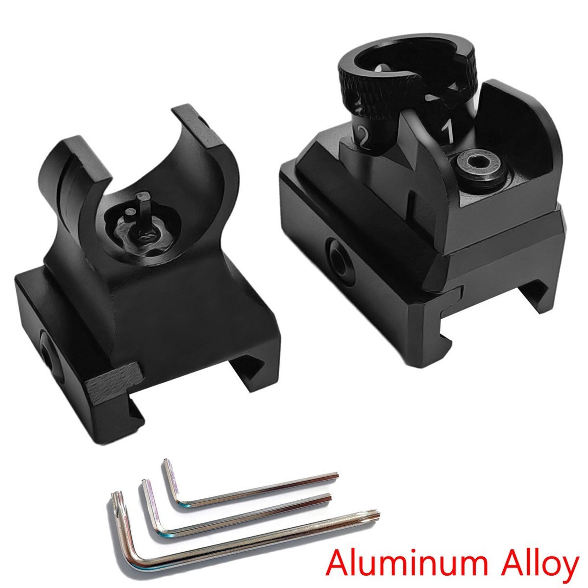 T actical Metal Low Profile Sight Front & Rear Set For Picatinny Diopter Scope
