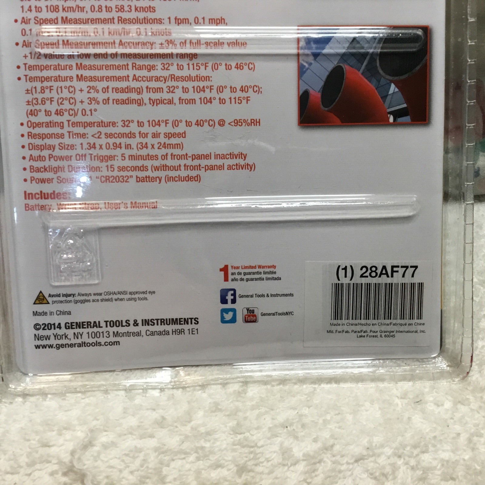 General Tools DAF3008 Mini Digital Anemometer W/Wind Chill Compact New/Sealed