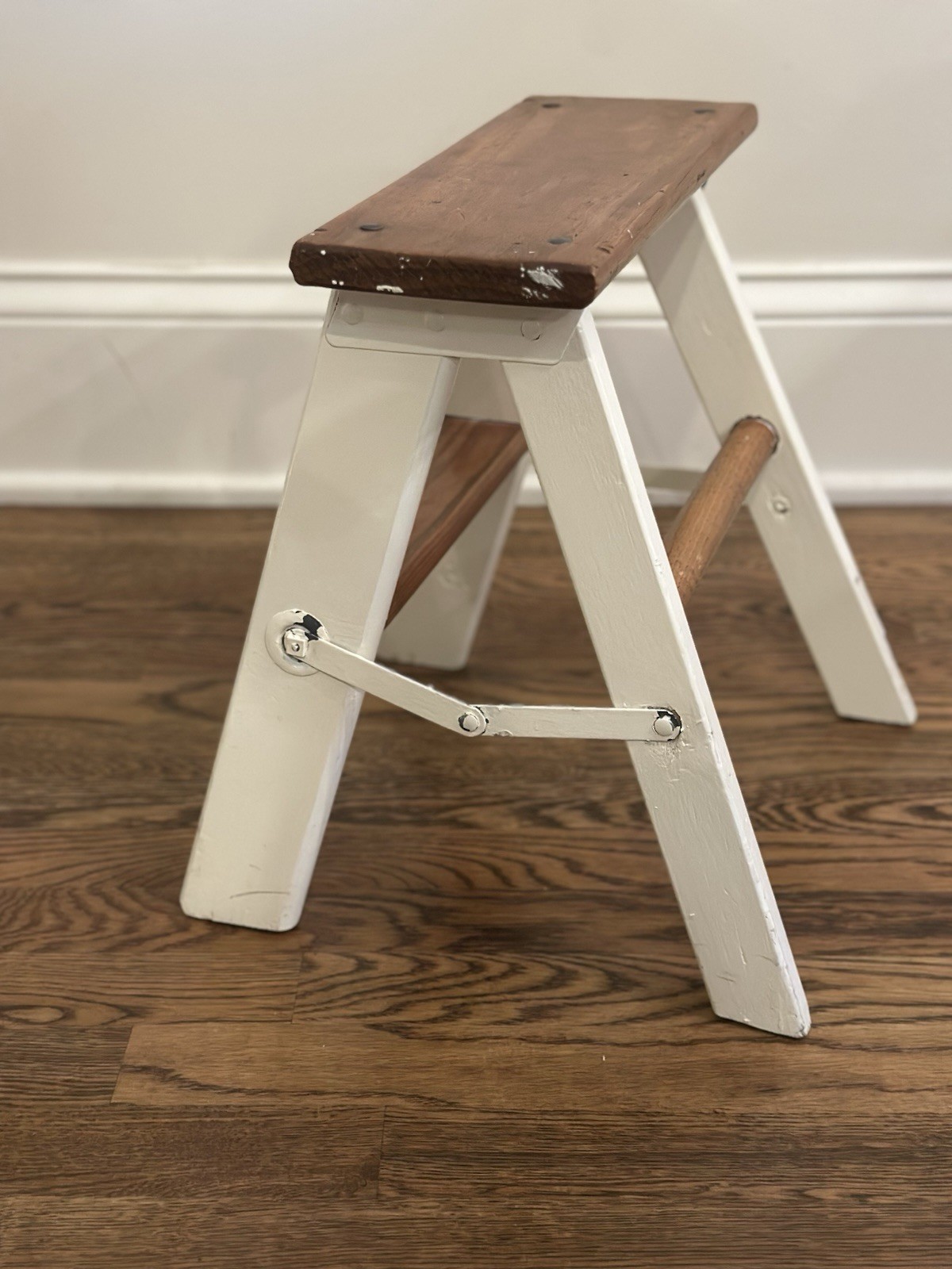 Vintage Solid Wood Folding One Step Stool 14”