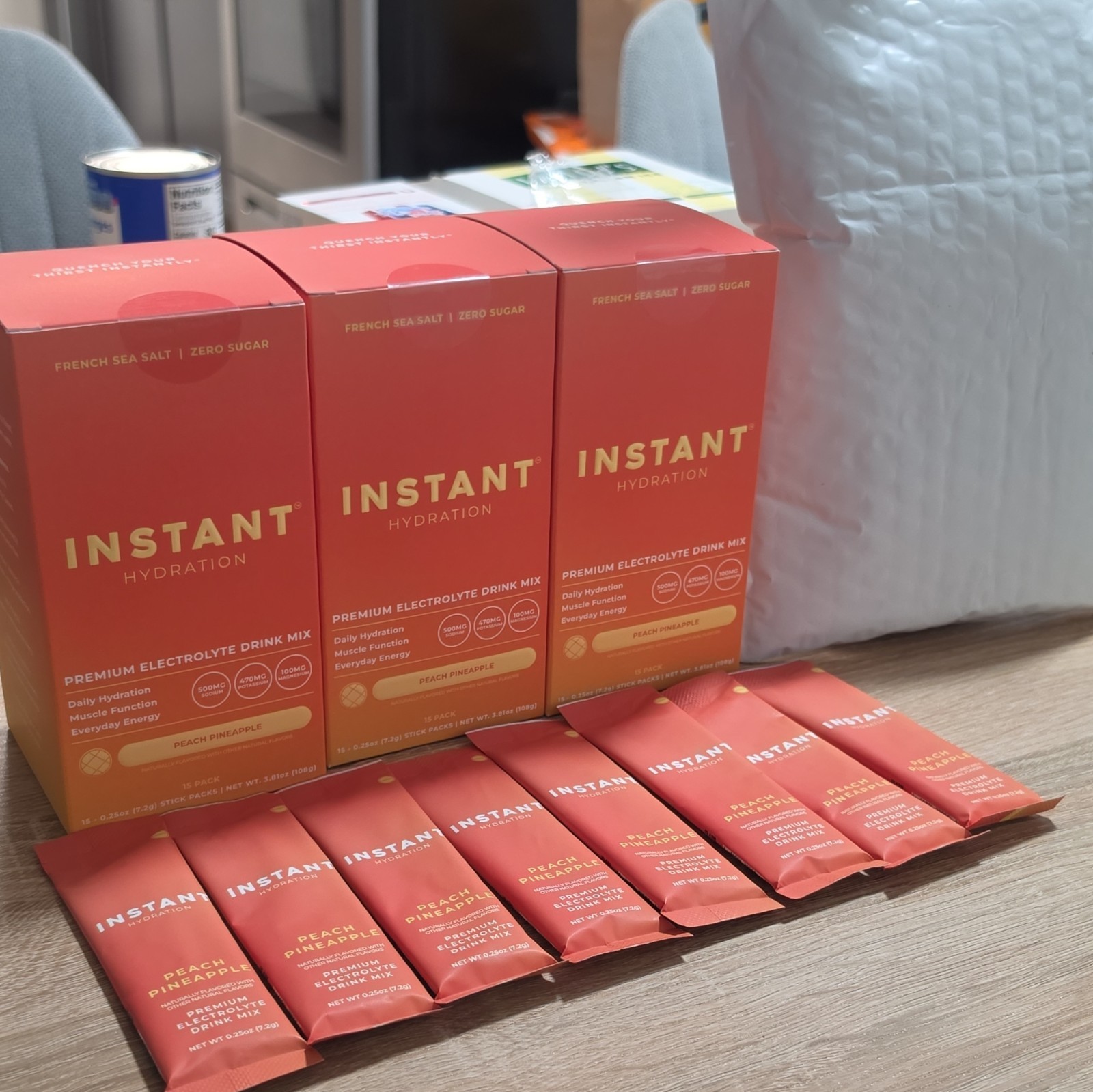 Instant HydrationElectrolyteDrink Mix Zero Sugar Peach Pineapple 15 Pack 100stik