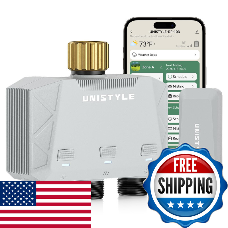 All-New 2027 1700Ft Wifi Sprinkler Timer 3 Zone Brass Inlet Unistyle Smart Hose