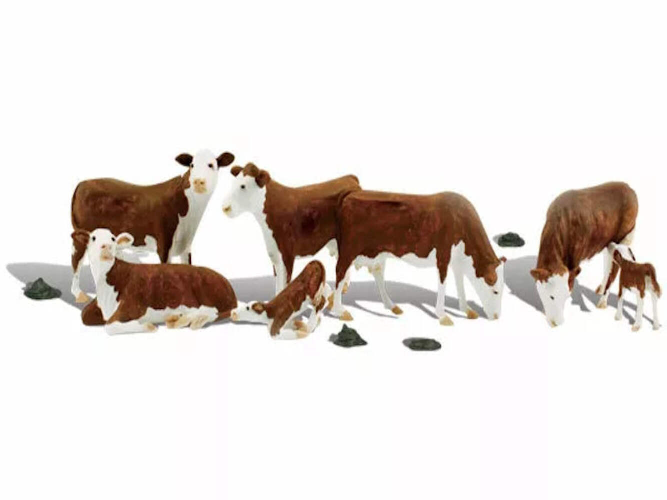 Woodland Scenics A2767 O Train Figures Hereford Cows & Calf - New Pack