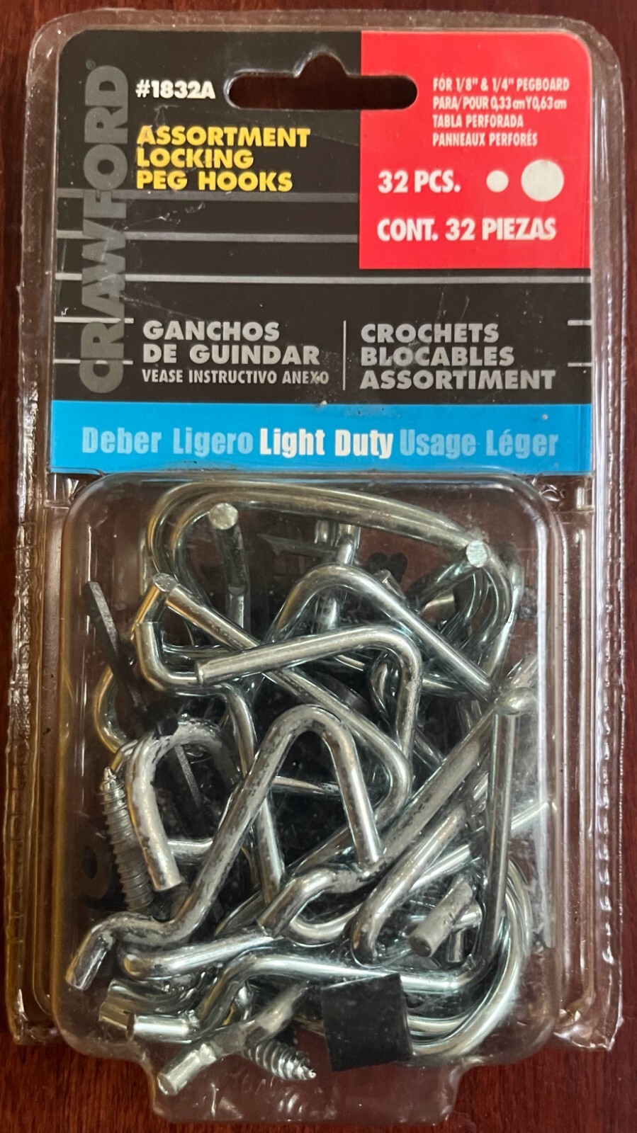 Crawford 32-Piece Locking Peg Hook Assortment #1832A (Bin: A)
