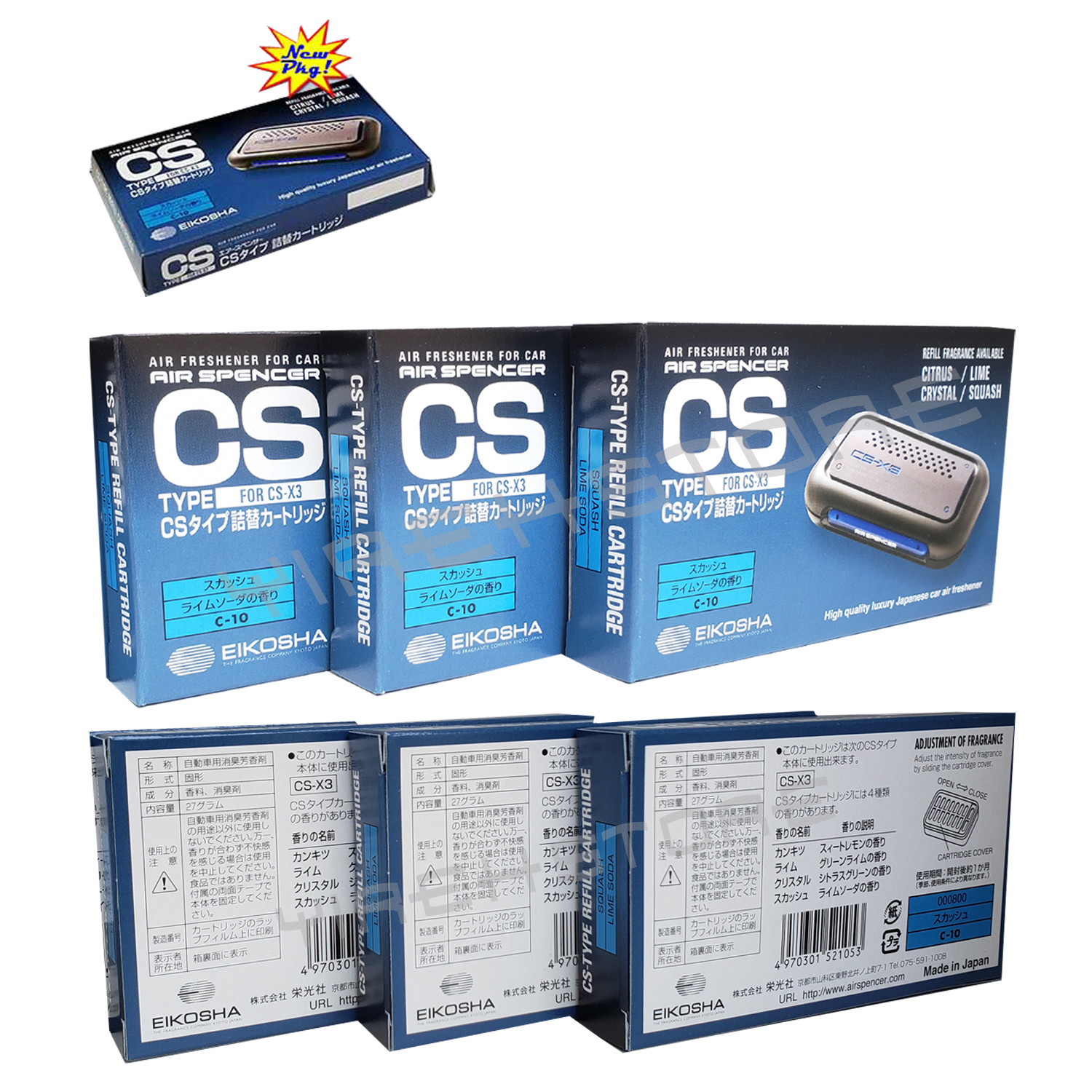 Air Spencer CS-X3 CSX3 Squash Refill 10 pieces (1-box) Car Air Freshener C10
