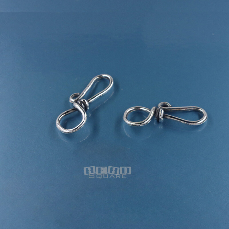 2 Oxidized Solid Sterling Silver Fish Hook Clasp Connectors 20mm (3/4") #44001