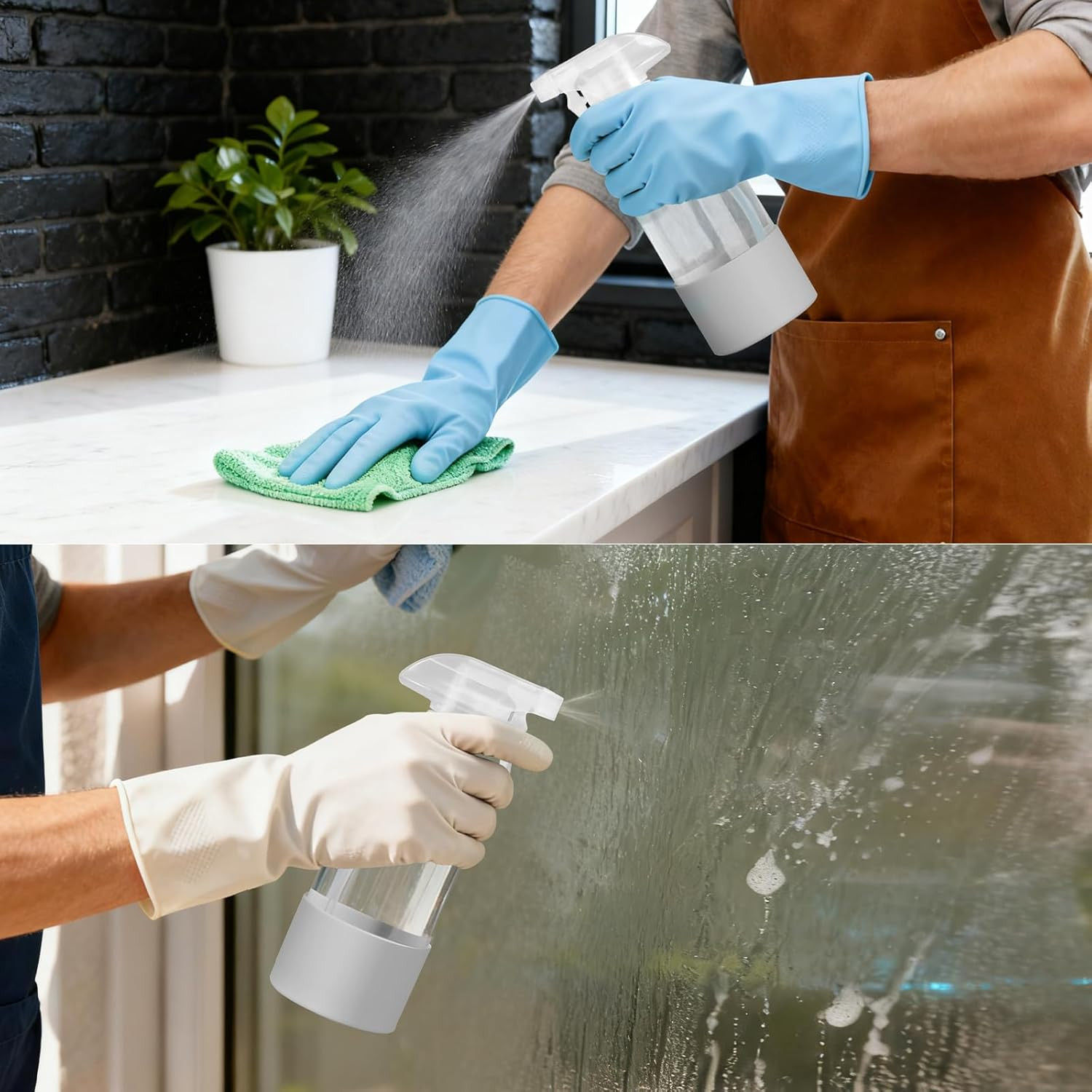 Glass Spray Bottles (2-Pack) with Silicone Sleeve - 16Oz Empty Refillable Bottle