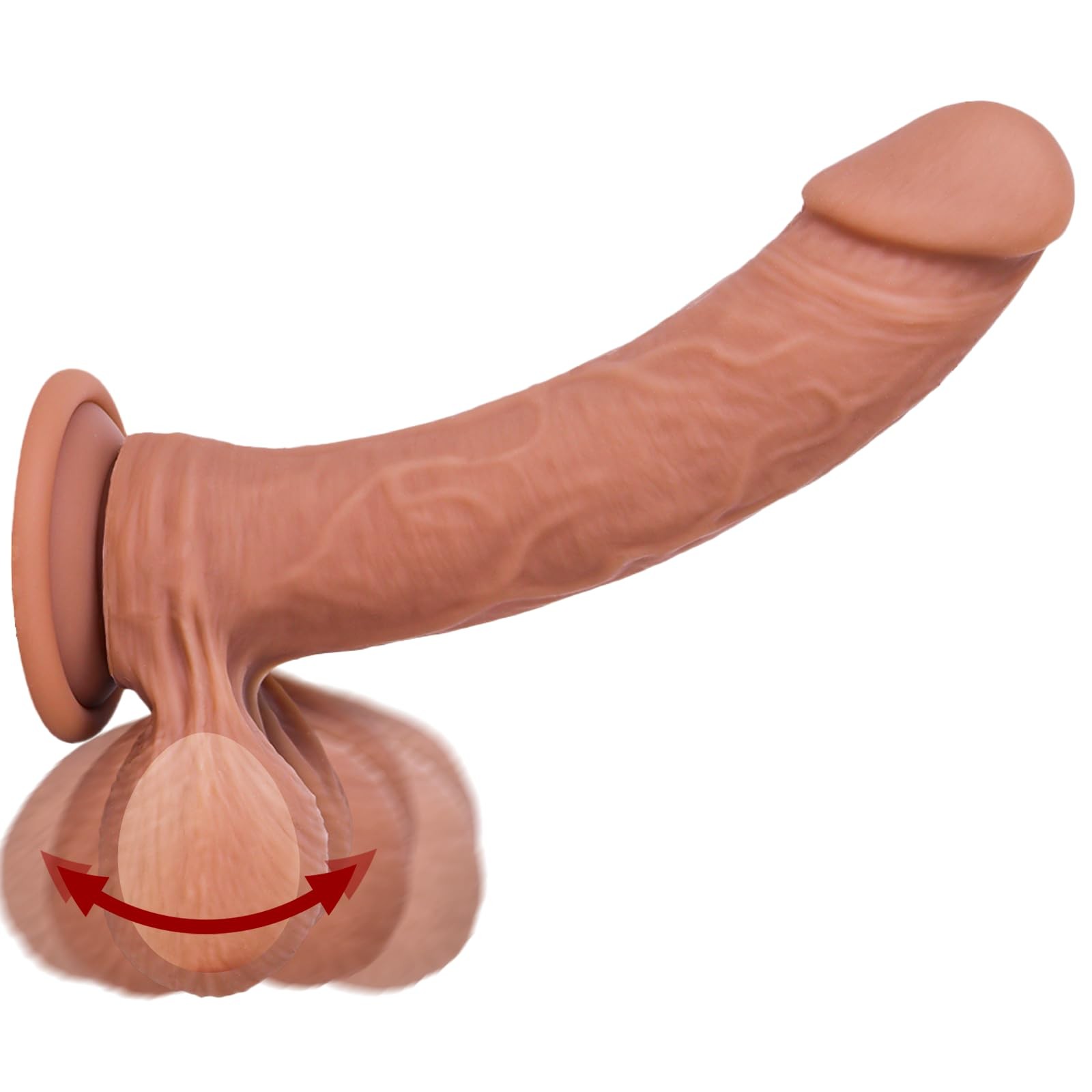 8.6 Inch Realistic Liquid Silicone Dildos with Big Swinging Balls, Sex Toys L...