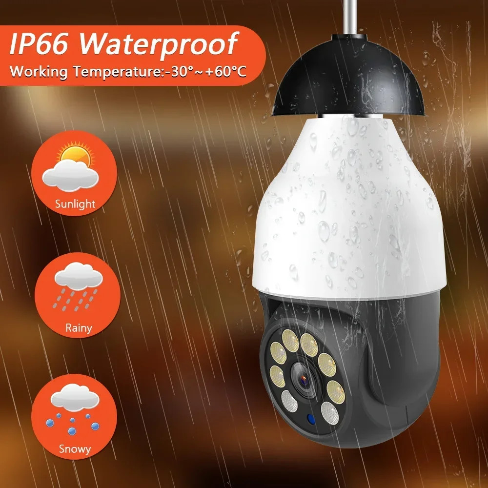 E27 5MP Camera Bulb PTZ Security Video Bulb Surveillance Camera Motion Tracking