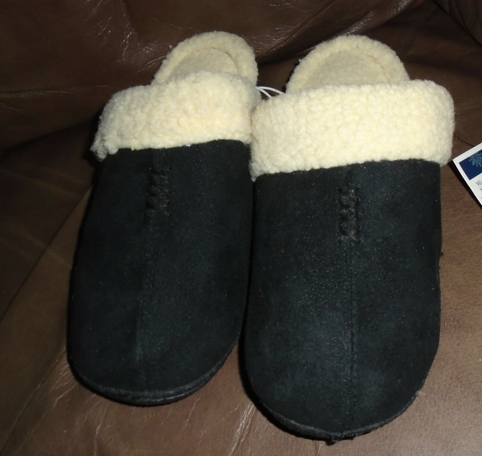 West loop - Black Plush Microfiber Slipper MEN"S Size Small 7/8  NWT