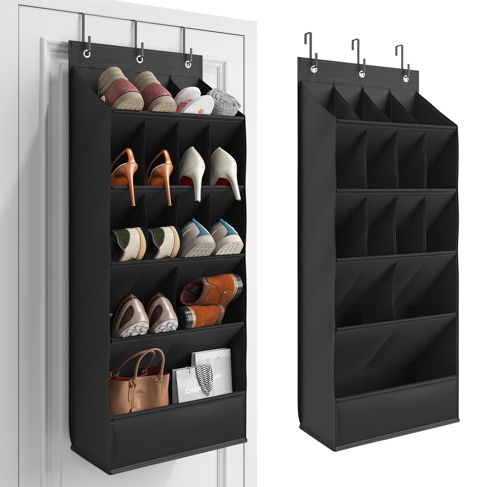 Over the Door Shoe Organizers Hanging Shoe Organizers with 15 Large Pocket Ha...