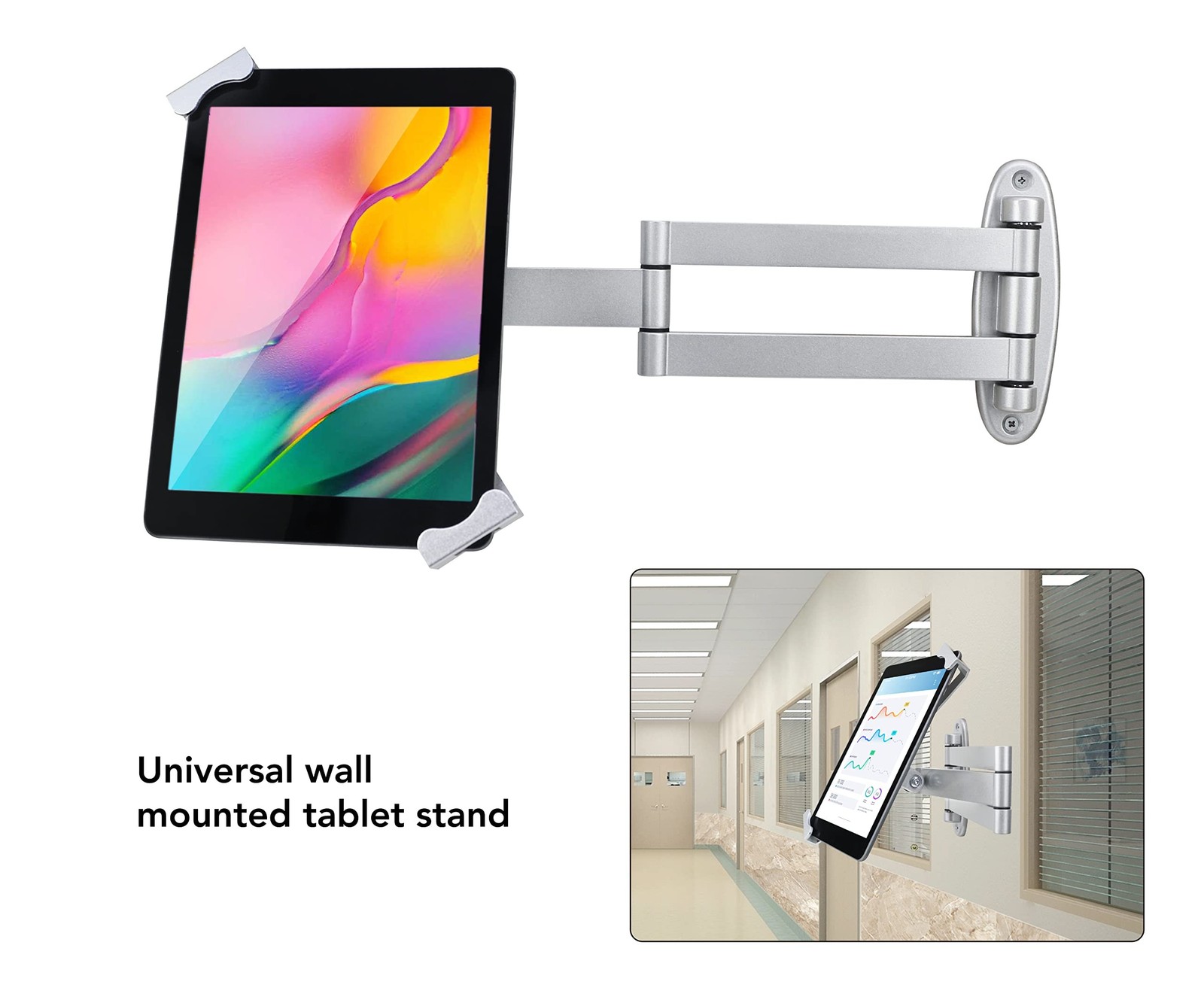 Tablet Wall Mount fold Holder for 7 to11 Tablet, with Lock | Extend Adjustabl...