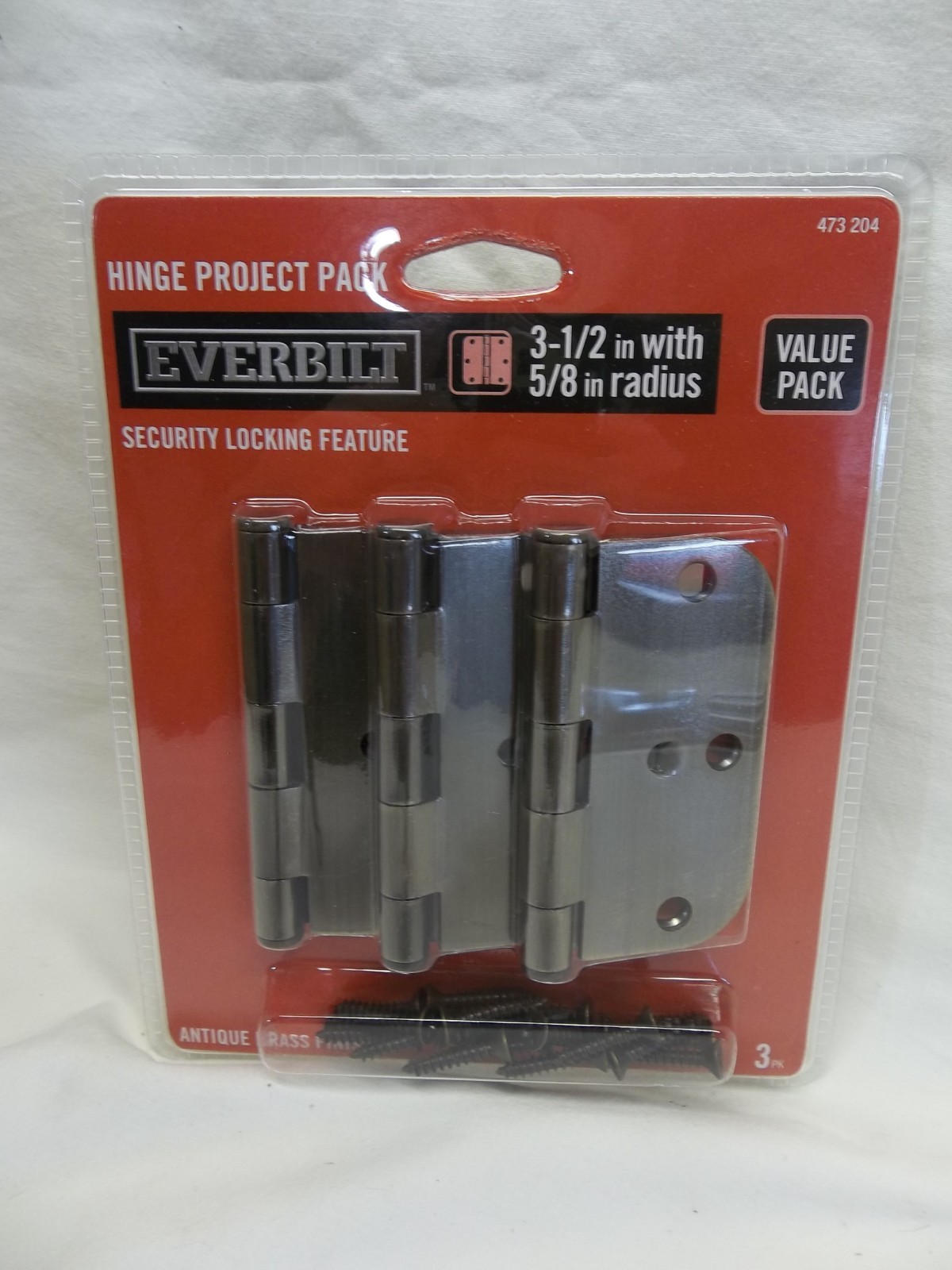 2 PACKS = 6 EVERBILT SECURITY LOCKING FEATURE ANTIQUE BRASS DOOR HINGES