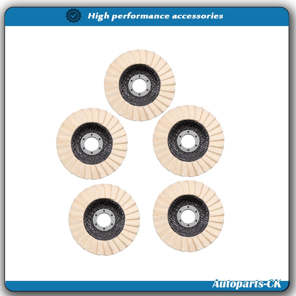 4-1/2" × 7/8" Arbor 5 Pack Felt Flap Disc Abrasives , Wool Polishing Wheel Disc