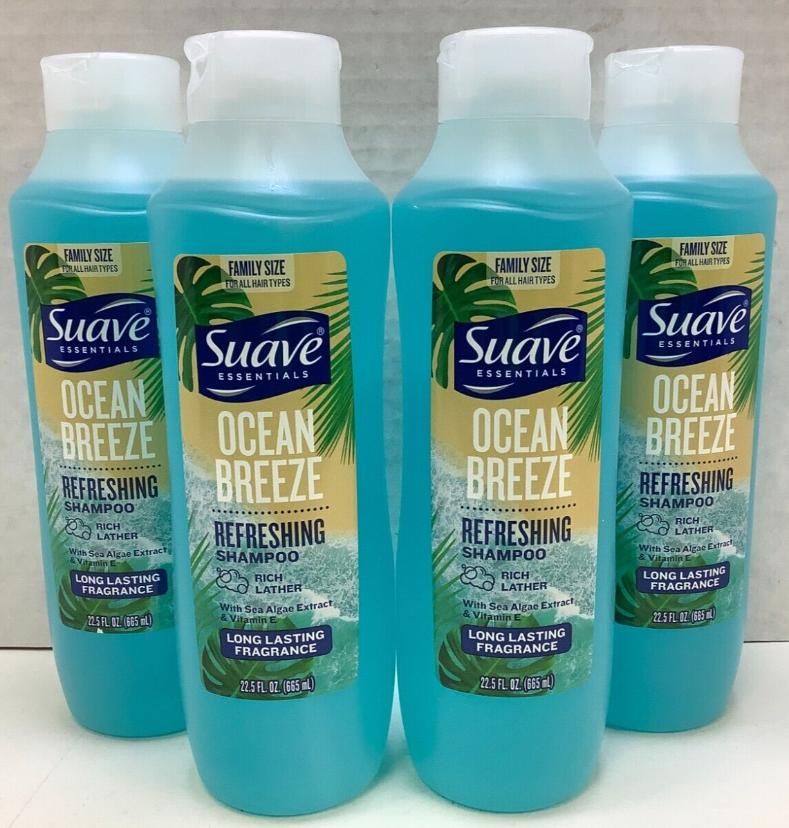 Suave Essentials Ocean Breeze Refreshing Shampoo, 22.5 Oz, Family Size (4PK)