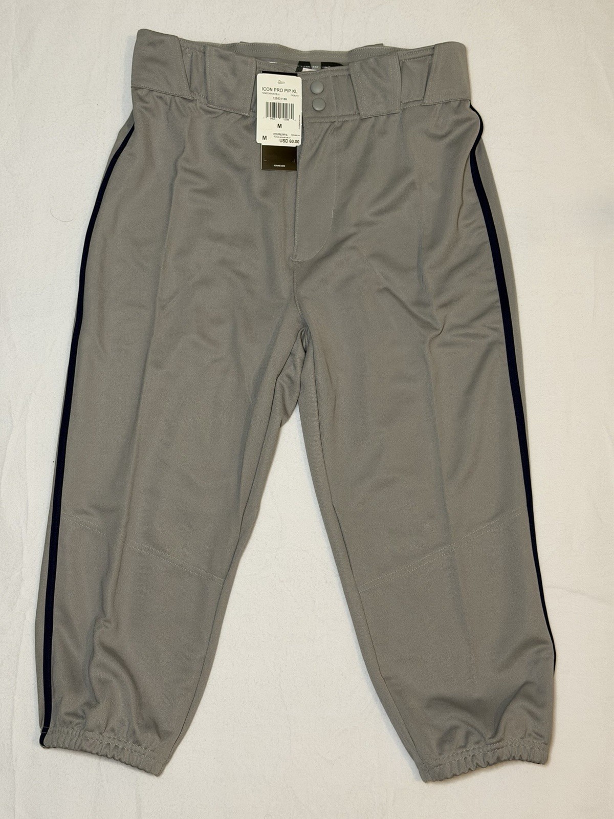 New Adidas Icon Pro Piped Baseball Pants Grey/Blue Men's Size Medium NWT