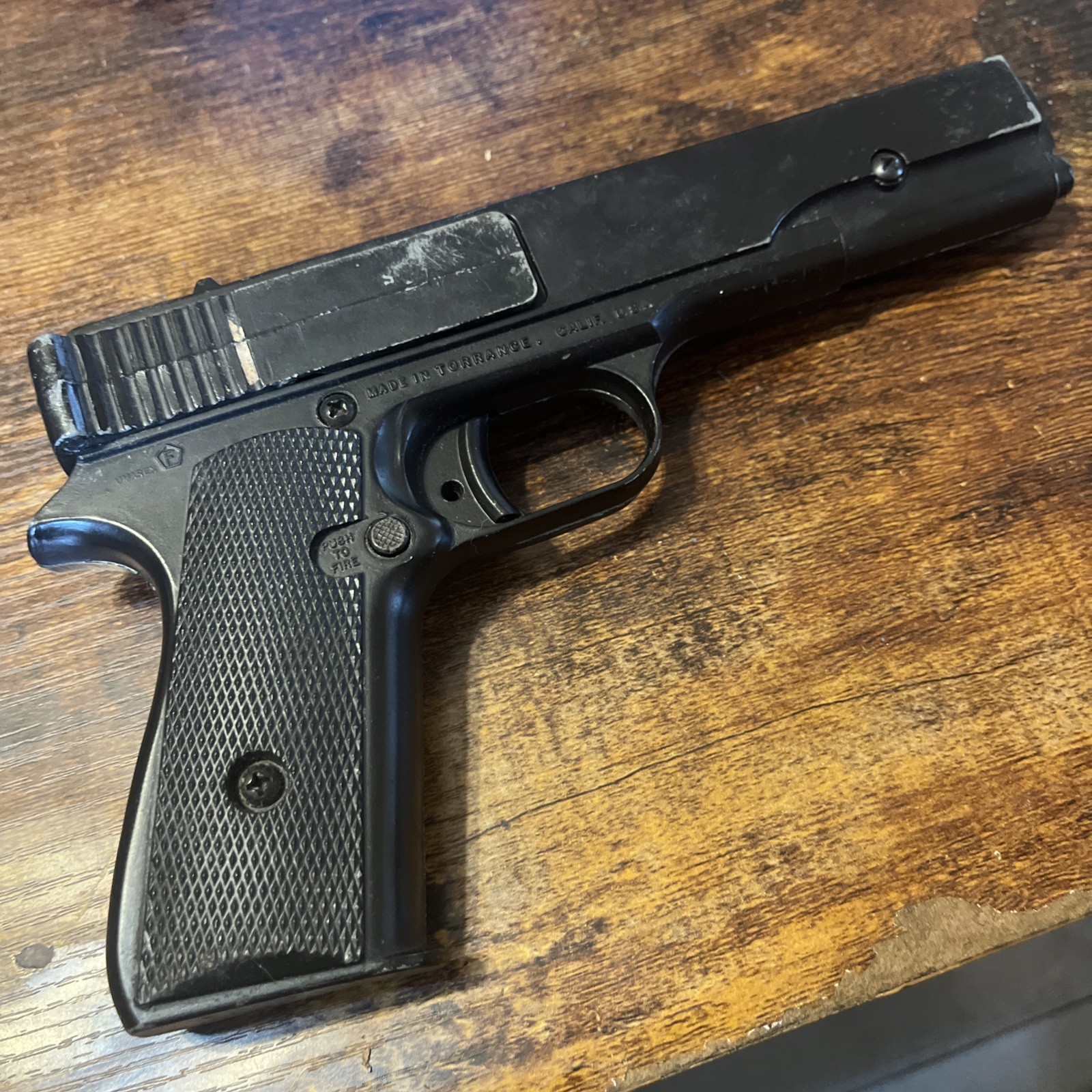 Vintage Marksman Repeater Air Pistol 1911 style BB pellet gun Made in USA- Works