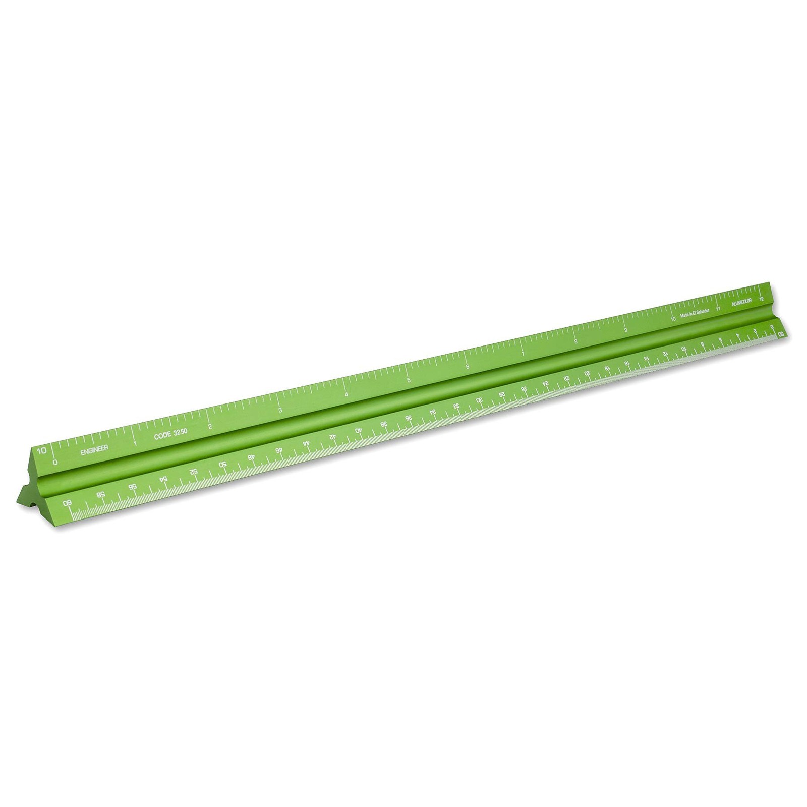 Alumicolor Aluminum Engineer Solid Drafting Scale, 12IN, Green 12 Inch
