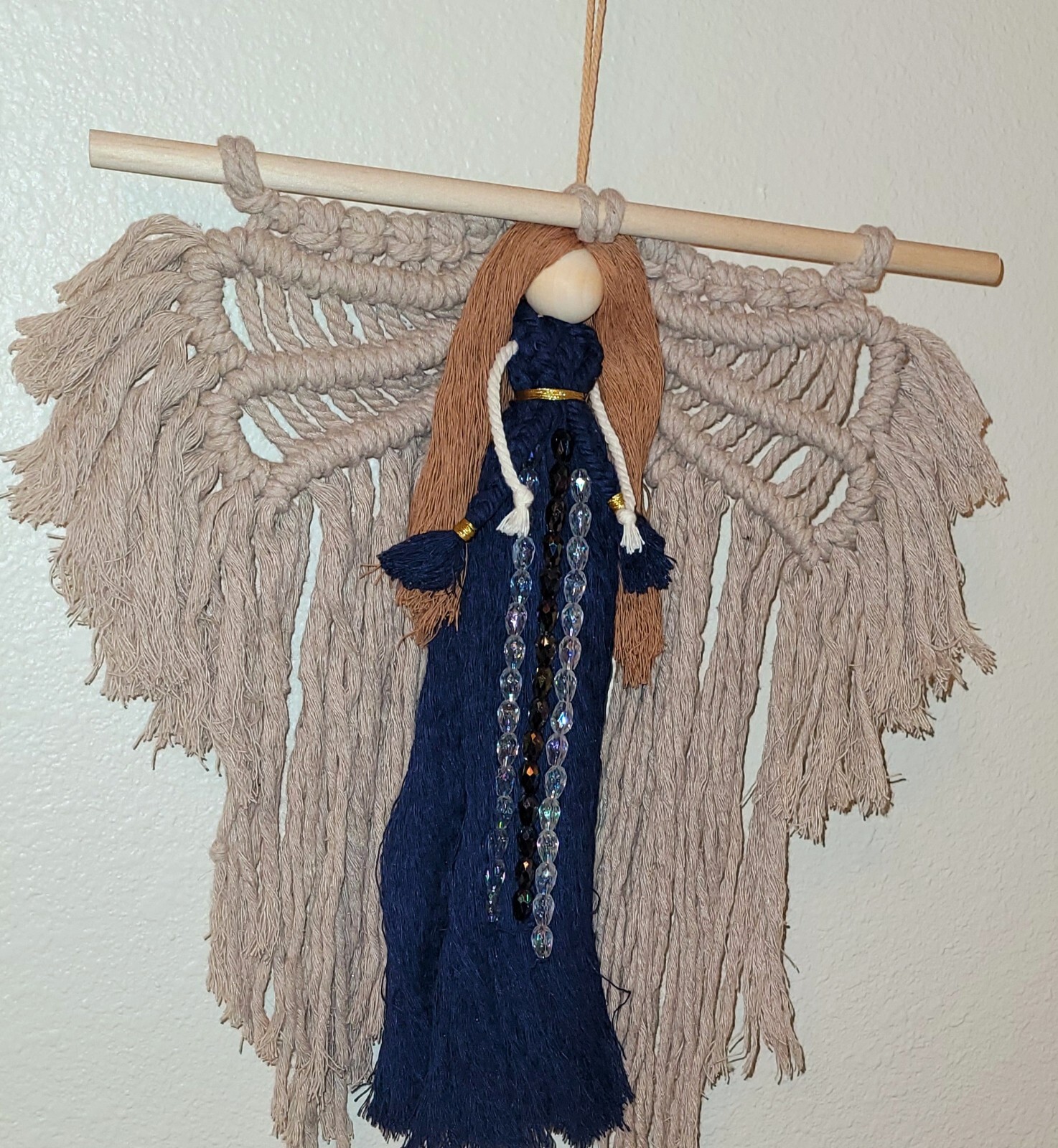 Macrame Handmade Wall Hanging Decor Crocheted Angel Doll Made From Cotton Thread