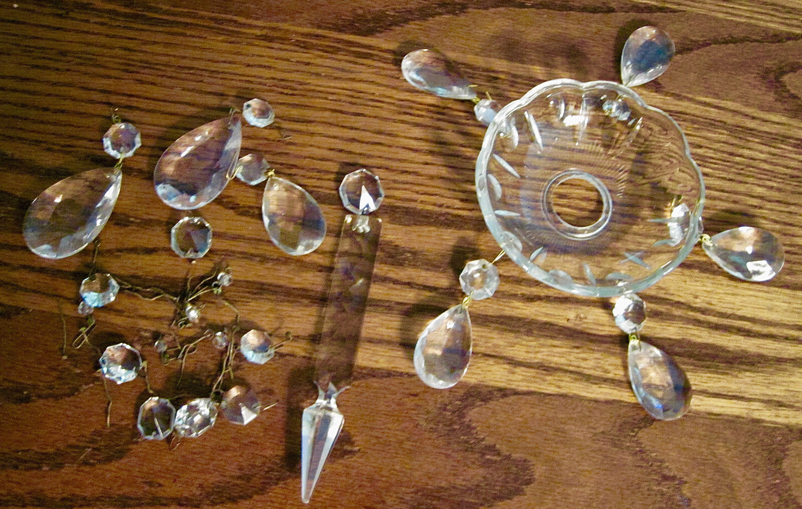 Vintage Crystal Bobeche Cup 4 Tear Drops plus Misc.