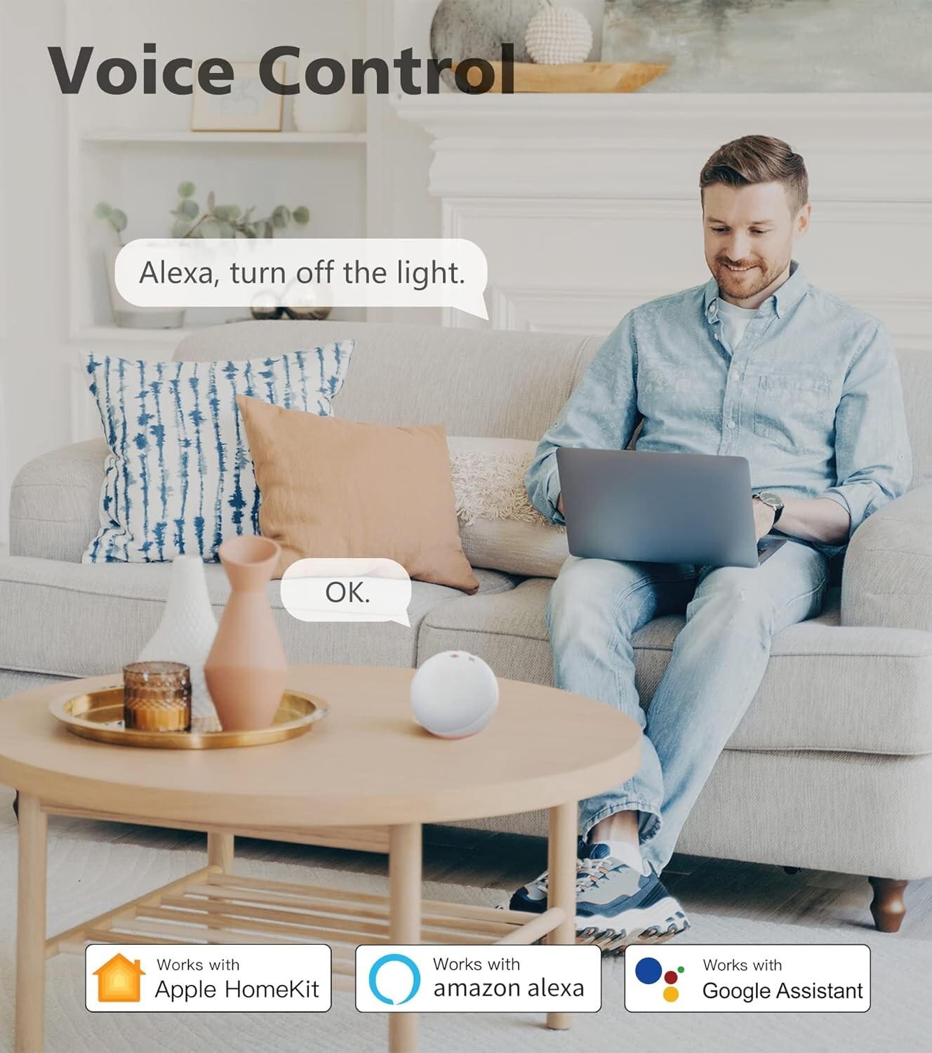 Ampai Smart Light Switch - Single Pole, Neutral Wire Required - 2.4Ghz Wi-Fi