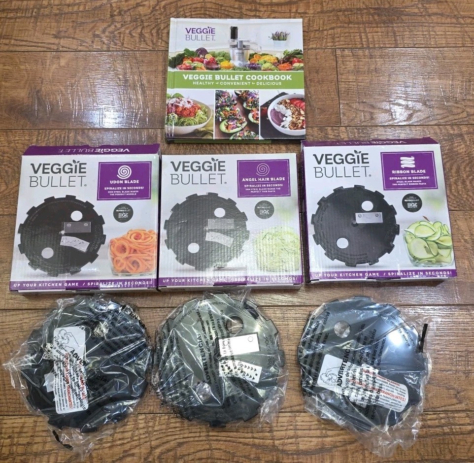 Veggie Bullet accessory blades 3PK Angel hair, Ribbon,Udon blades New in package
