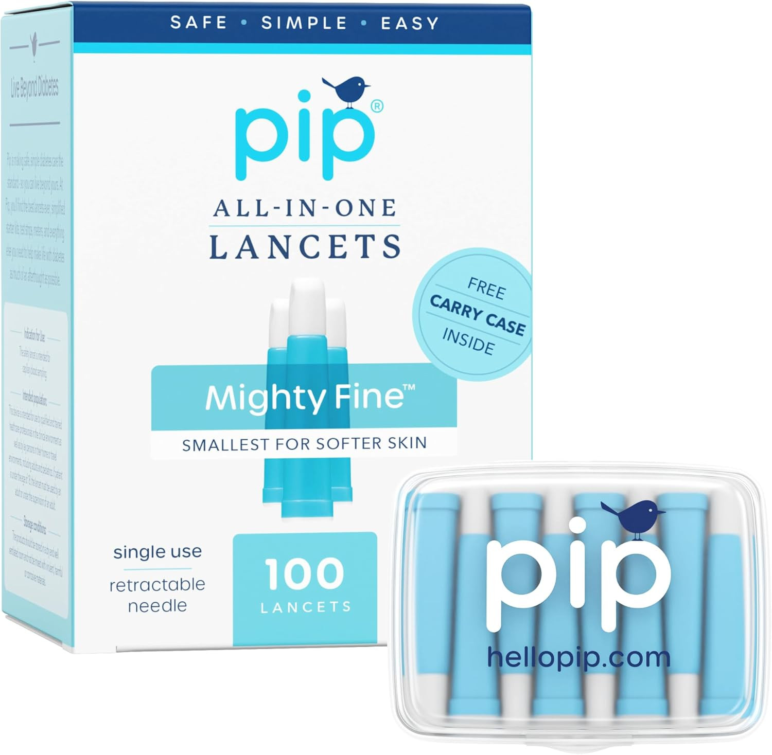 Pip Lancets for Diabetes Testing - 30G X 1.0Mm Ultra-Thin Needles - 100 Count Sa