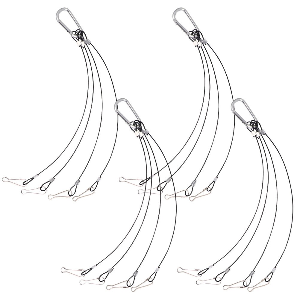 4 Pcs Stainless Steel Light Rope Wire with Hook Flower Pot Hanging Hangers