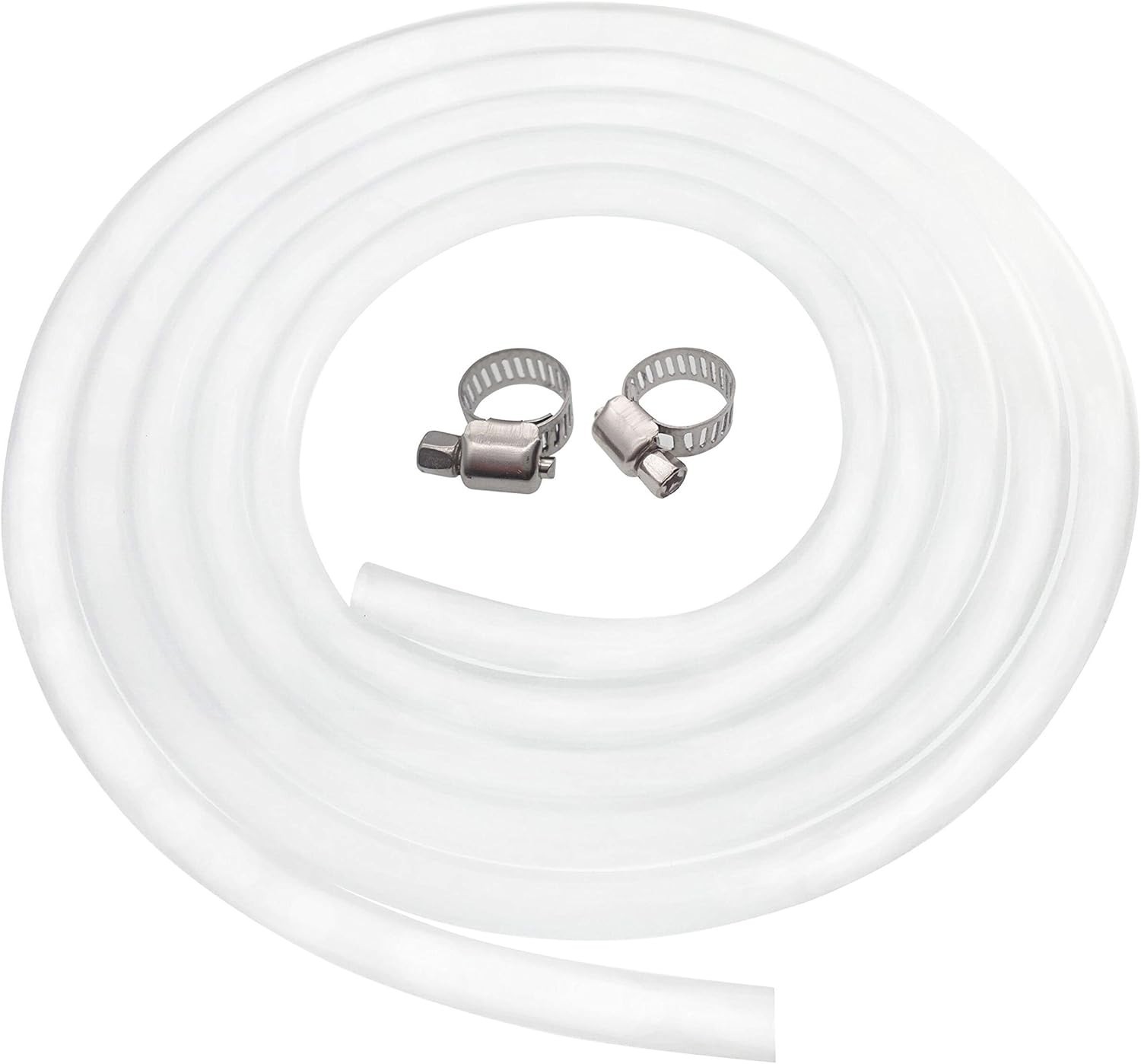 Flexible 10ft Silicone Hose for Home Brewing, 10mm ID x 14mm, Includes Clamps