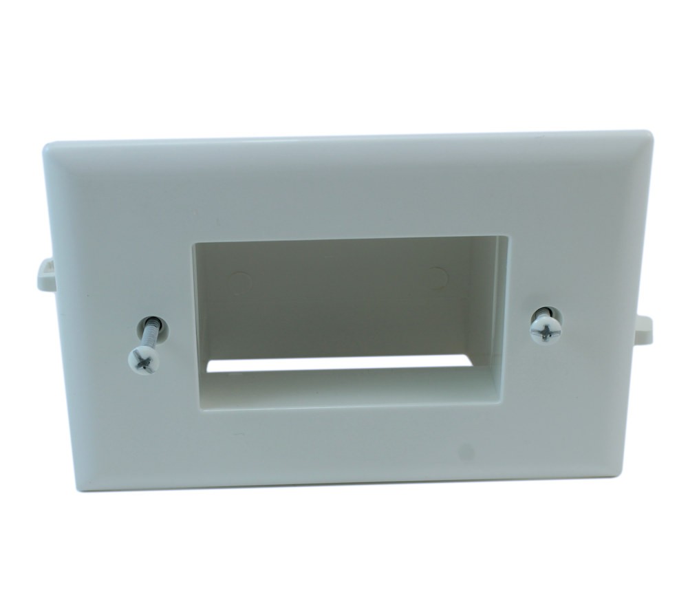 Wallplate: Recessed Low Voltage Cable Pass-Thru w/Easy Mount  White