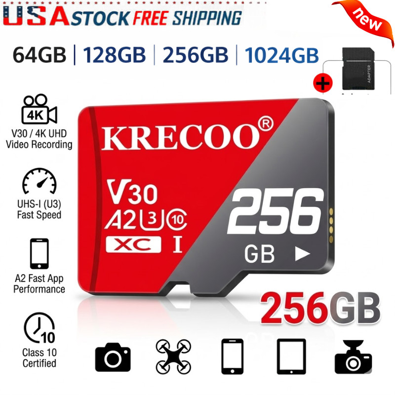 Micro SD Card 64GB 128GB 256GB Class10 4K Micro SD TF Memory Card Adapter lot
